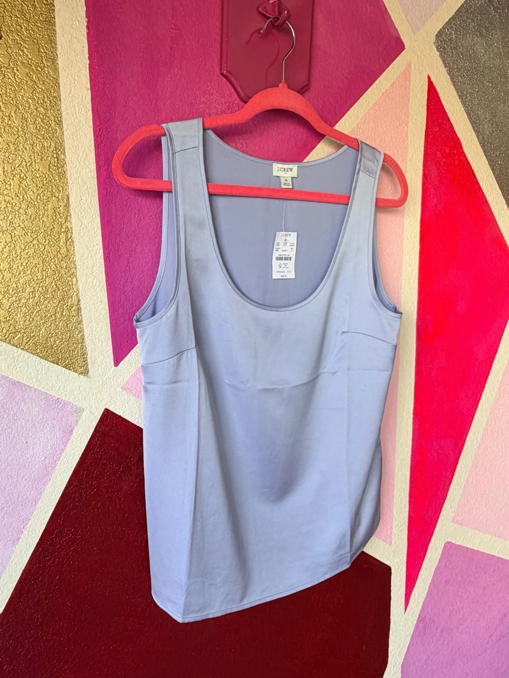NWT J.Crew Satin Scoop Neck Tank Top Sz S Periwinkle Blue